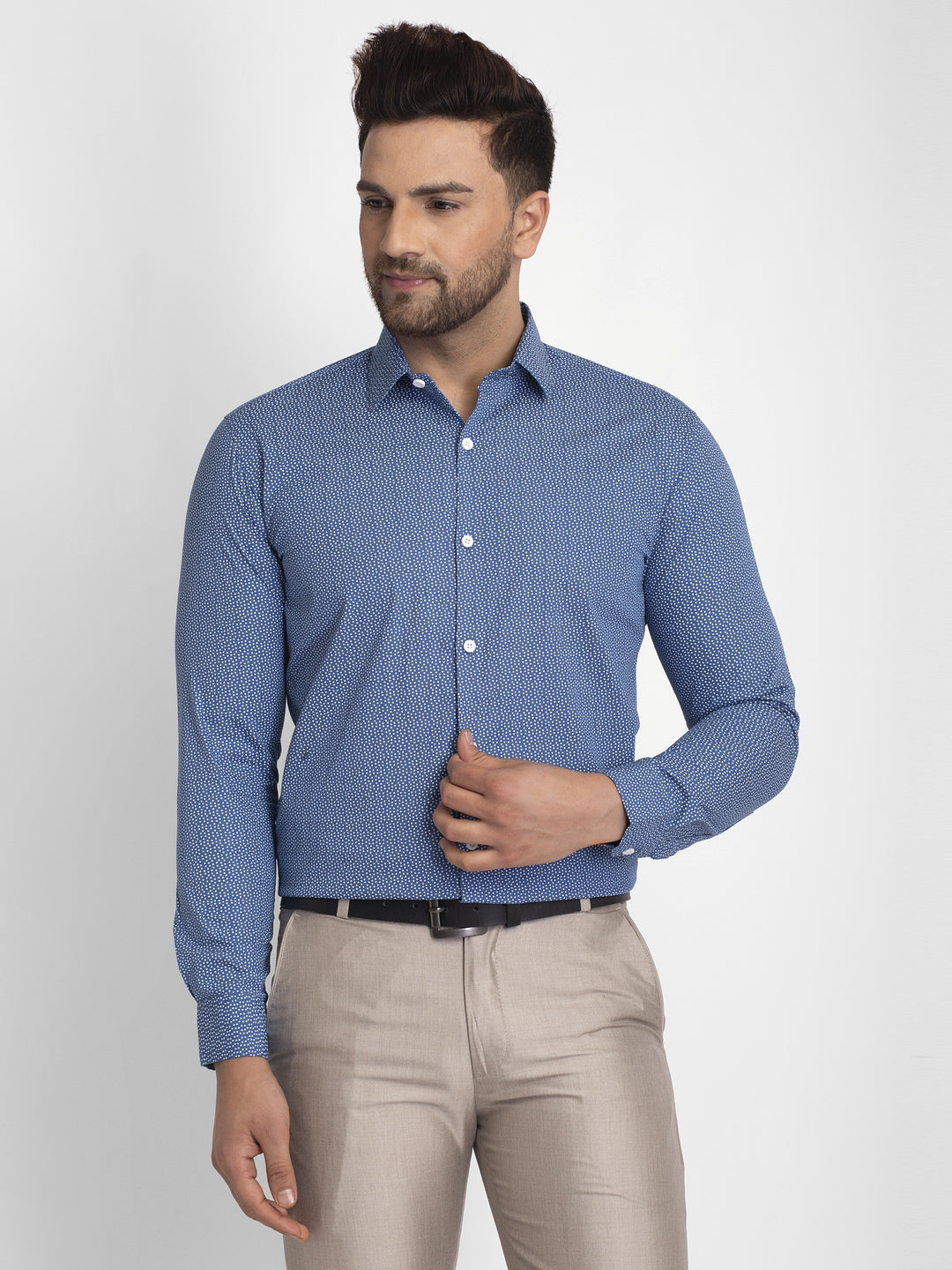Jainish Blue Men's Cotton Printed Formal Shirts ( SF 428Blue ) - Distacart