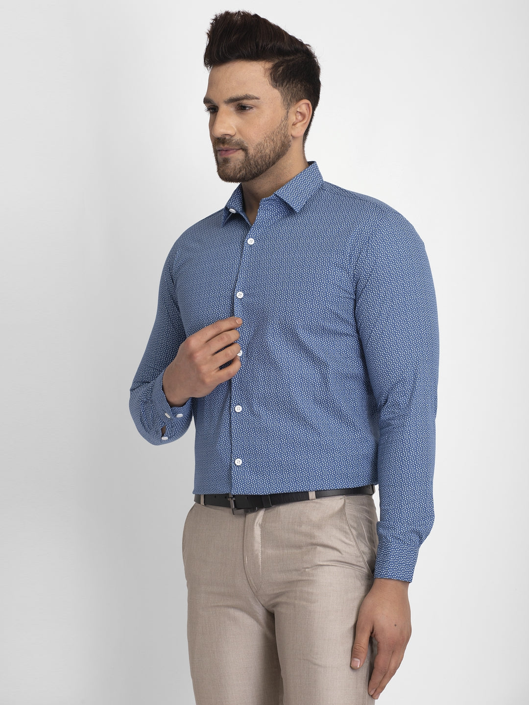 Jainish Blue Men's Cotton Printed Formal Shirts ( SF 428Blue ) - Distacart