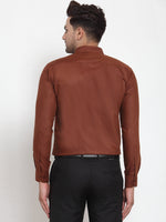 Thumbnail for Jainish Brown Men's Cotton Solid Button Down Formal Shirts ( SF 713Brown ) - Distacart