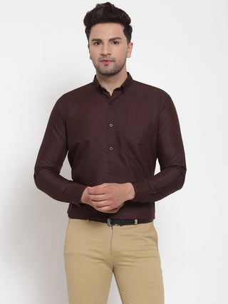 Jainish Brown Men's Cotton Solid Button Down Formal Shirts ( SF 713Coffee ) - Distacart