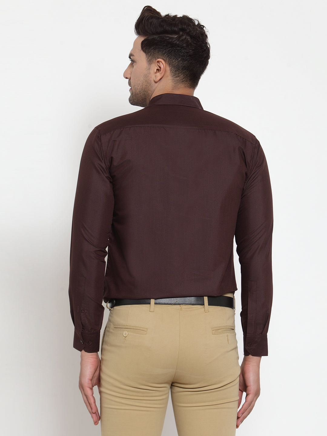 Jainish Brown Men's Cotton Solid Button Down Formal Shirts ( SF 713Coffee ) - Distacart