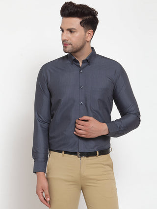 Jainish Grey Men's Cotton Solid Button Down Formal Shirts ( SF 713Grey ) - Distacart