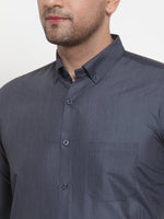 Thumbnail for Jainish Grey Men's Cotton Solid Button Down Formal Shirts ( SF 713Grey ) - Distacart