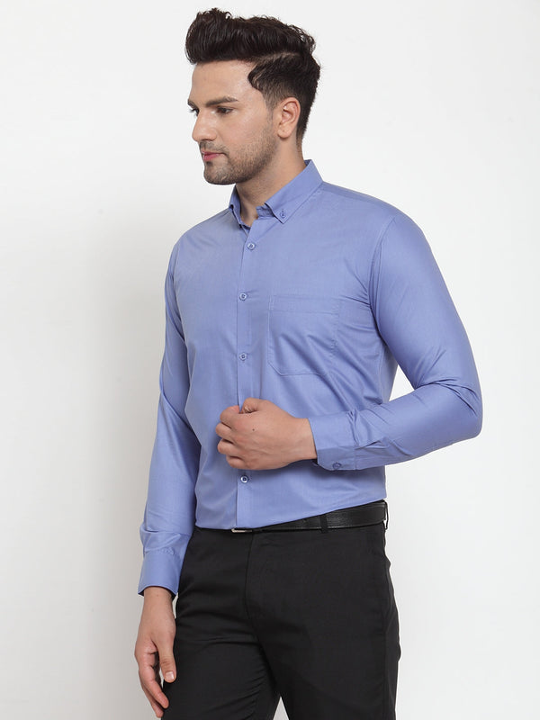 Jainish Blue Men's Cotton Solid Button Down Formal Shirts ( SF 713Light-Blue ) - Distacart