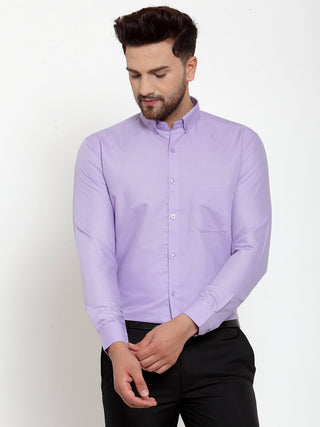 Jainish Purple Men's Cotton Solid Button Down Formal Shirts ( SF 713Light-Purple ) - Distacart