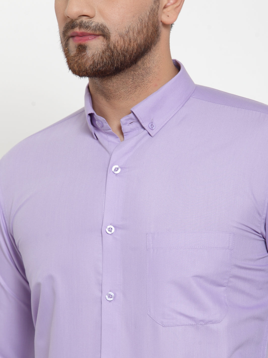 Jainish Purple Men's Cotton Solid Button Down Formal Shirts ( SF 713Light-Purple ) - Distacart