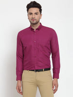 Thumbnail for Jainish Red Men's Cotton Solid Button Down Formal Shirts ( SF 713Magenta ) - Distacart