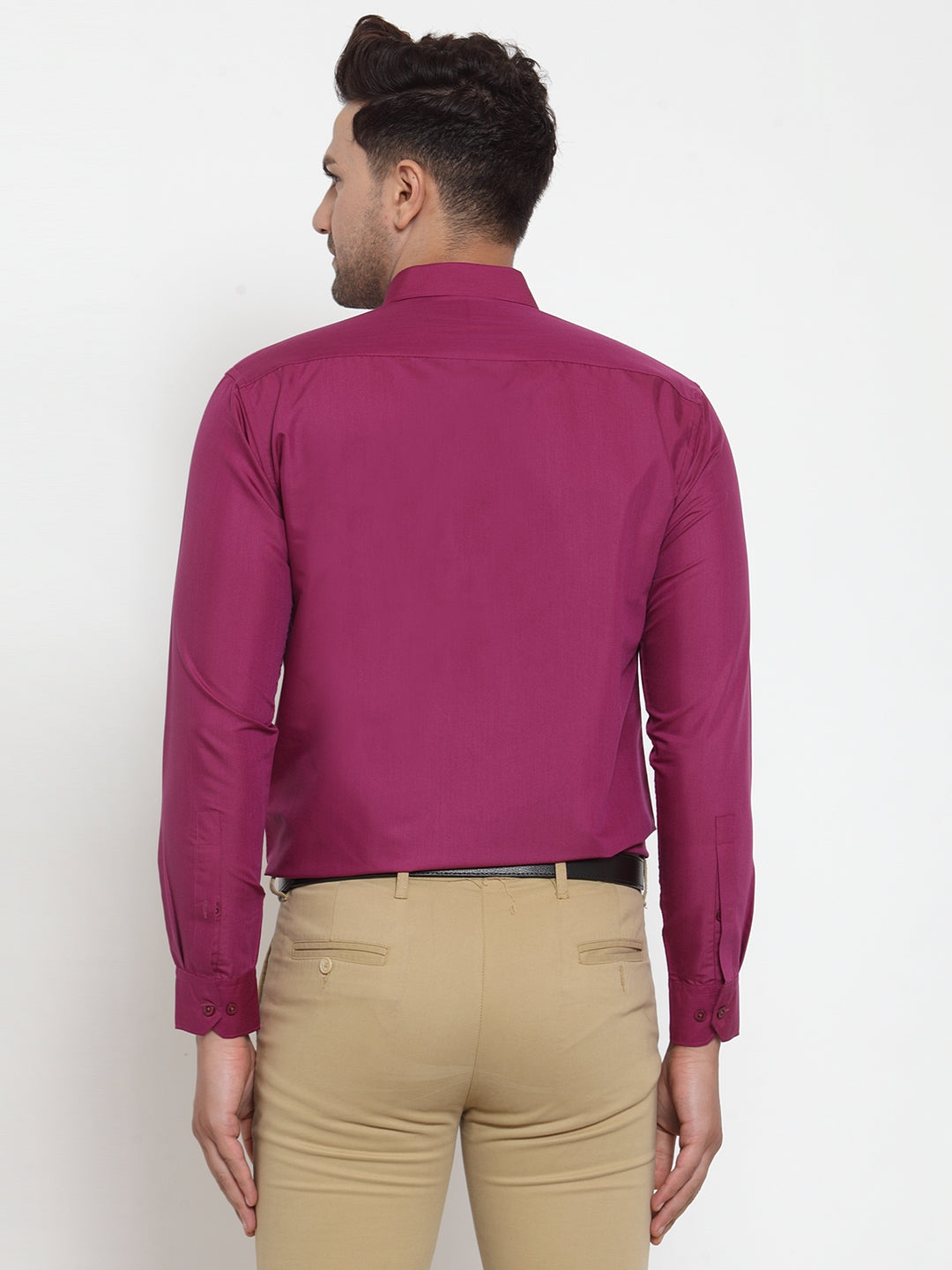 Jainish Red Men's Cotton Solid Button Down Formal Shirts ( SF 713Magenta ) - Distacart