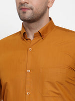 Thumbnail for Jainish Yellow Men's Cotton Solid Button Down Formal Shirts ( SF 713Mustard ) - Distacart
