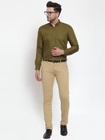 Thumbnail for Jainish Green Men's Cotton Solid Button Down Formal Shirts ( SF 713Olive ) - Distacart