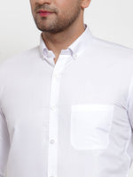 Thumbnail for Jainish White Men's Cotton Solid Button Down Formal Shirts ( SF 713White ) - Distacart