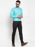 Thumbnail for Jainish Green Men's Cotton Solid Mandarin Collar Formal Shirts ( SF 726Aqua ) - Distacart