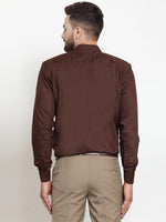 Thumbnail for Jainish Brown Men's Cotton Solid Mandarin Collar Formal Shirts ( SF 726Coffee ) - Distacart
