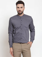 Thumbnail for Jainish Grey Men's Cotton Solid Mandarin Collar Formal Shirts ( SF 726Grey ) - Distacart