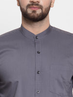 Thumbnail for Jainish Grey Men's Cotton Solid Mandarin Collar Formal Shirts ( SF 726Grey ) - Distacart