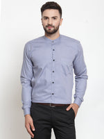 Thumbnail for Jainish Grey Men's Cotton Solid Mandarin Collar Formal Shirts ( SF 726Light-Grey ) - Distacart