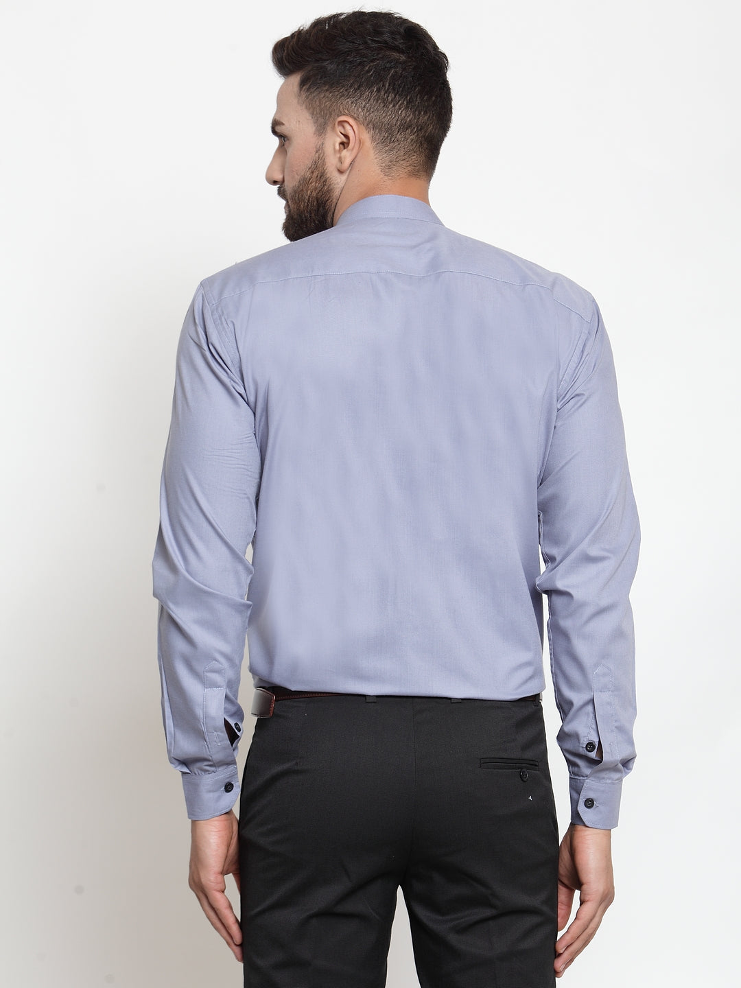 Jainish Grey Men's Cotton Solid Mandarin Collar Formal Shirts ( SF 726Light-Grey ) - Distacart