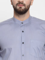 Thumbnail for Jainish Grey Men's Cotton Solid Mandarin Collar Formal Shirts ( SF 726Light-Grey ) - Distacart