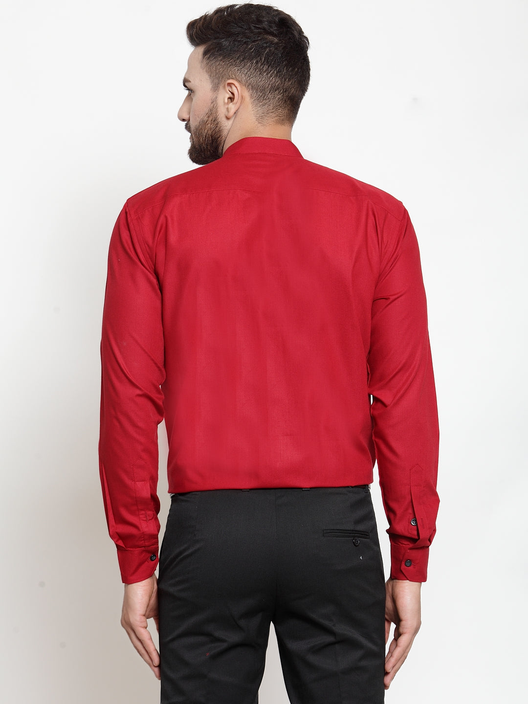 Jainish Maroon Men's Cotton Solid Mandarin Collar Formal Shirts ( SF 726Maroon ) - Distacart