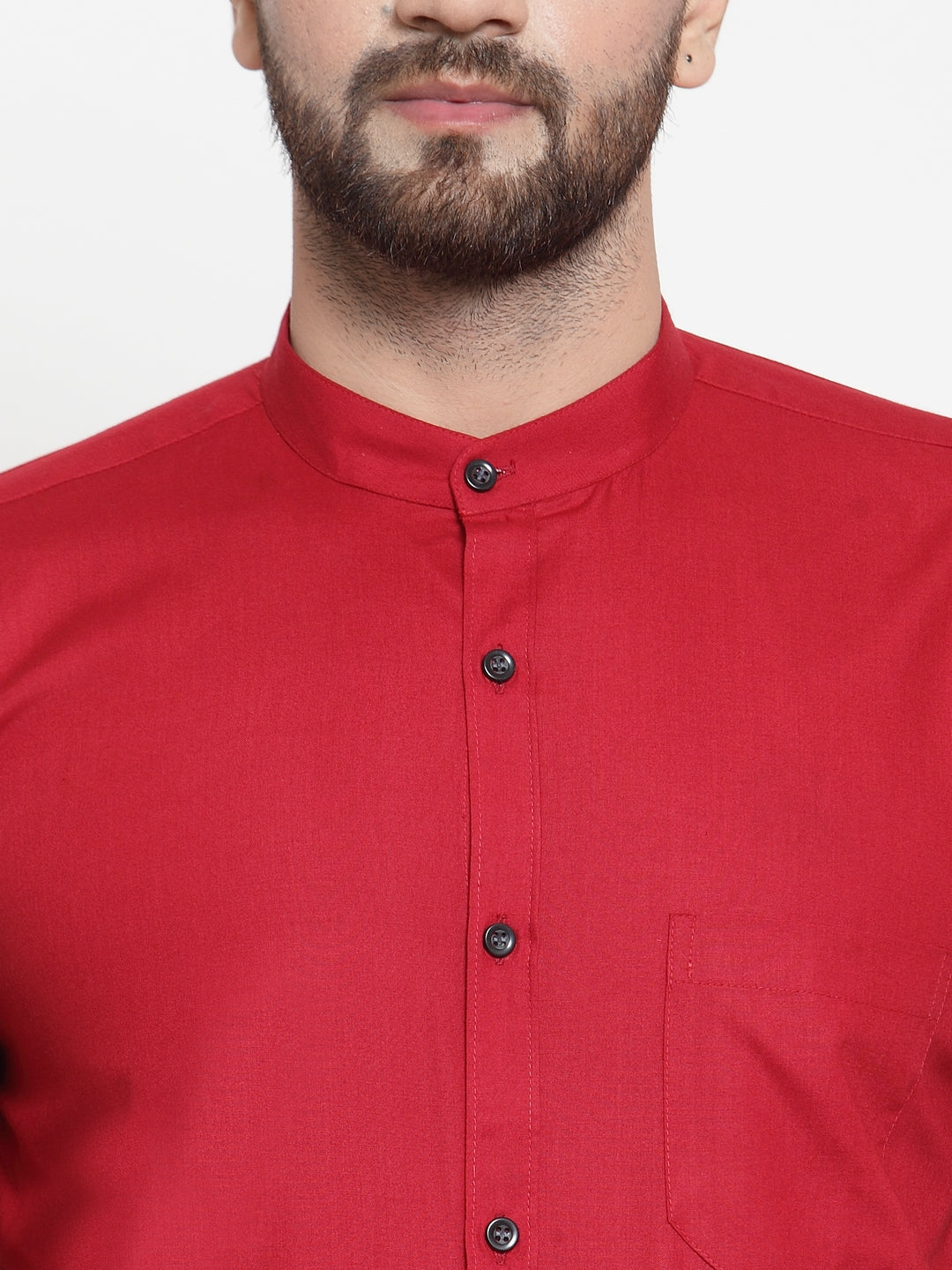 Jainish Maroon Men's Cotton Solid Mandarin Collar Formal Shirts ( SF 726Maroon ) - Distacart