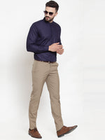 Thumbnail for Jainish Navy Men's Cotton Solid Mandarin Collar Formal Shirts ( SF 726Navy ) - Distacart