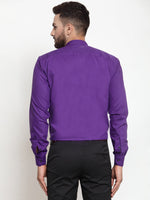 Thumbnail for Jainish Purple Men's Cotton Solid Mandarin Collar Formal Shirts ( SF 726Purple ) - Distacart