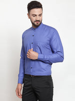 Thumbnail for Jainish Blue Men's Cotton Solid Mandarin Collar Formal Shirts ( SF 726Royal-Blue ) - Distacart