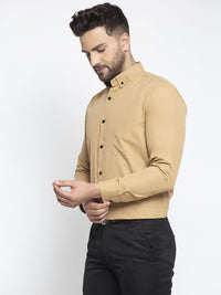 Thumbnail for Jainish Beige Men's Cotton Solid Button Down Formal Shirts ( SF 734Beige ) - Distacart
