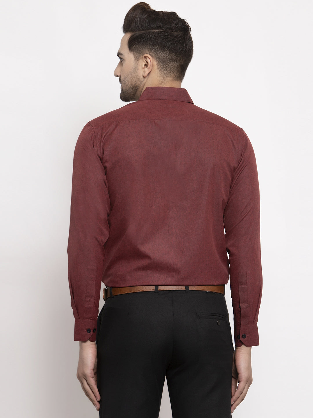 Jainish Maroon Men's Cotton Solid Button Down Formal Shirts ( SF 734Maroon ) - Distacart