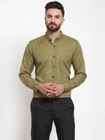 Thumbnail for Jainish Olive Men's Cotton Solid Button Down Formal Shirts ( SF 734Olive ) - Distacart