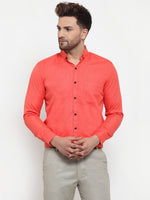 Thumbnail for Jainish Orange Men's Cotton Solid Button Down Formal Shirts ( SF 734Orange ) - Distacart