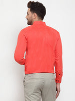 Thumbnail for Jainish Orange Men's Cotton Solid Button Down Formal Shirts ( SF 734Orange ) - Distacart