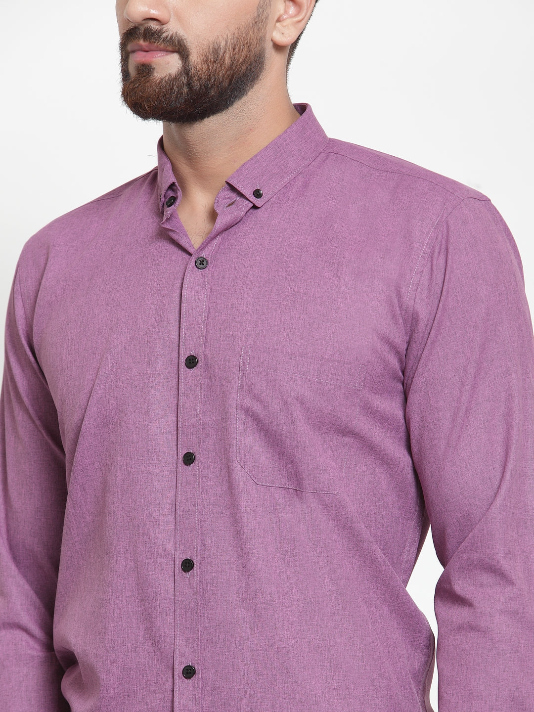 Jainish Purple Men's Cotton Solid Button Down Formal Shirts ( SF 734Purple ) - Distacart