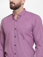 Thumbnail for Jainish Purple Men's Cotton Solid Button Down Formal Shirts ( SF 734Purple ) - Distacart