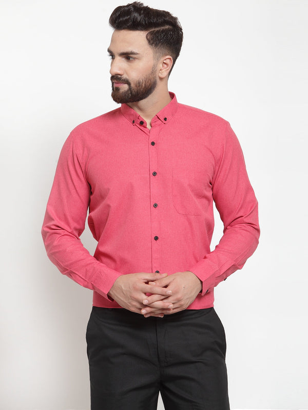 Jainish Red Men's Cotton Solid Button Down Formal Shirts ( SF 734Red ) - Distacart