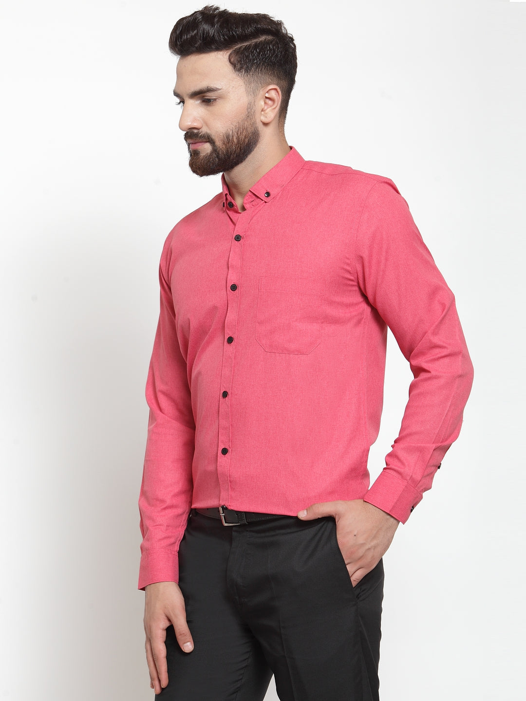 Jainish Red Men's Cotton Solid Button Down Formal Shirts ( SF 734Red ) - Distacart