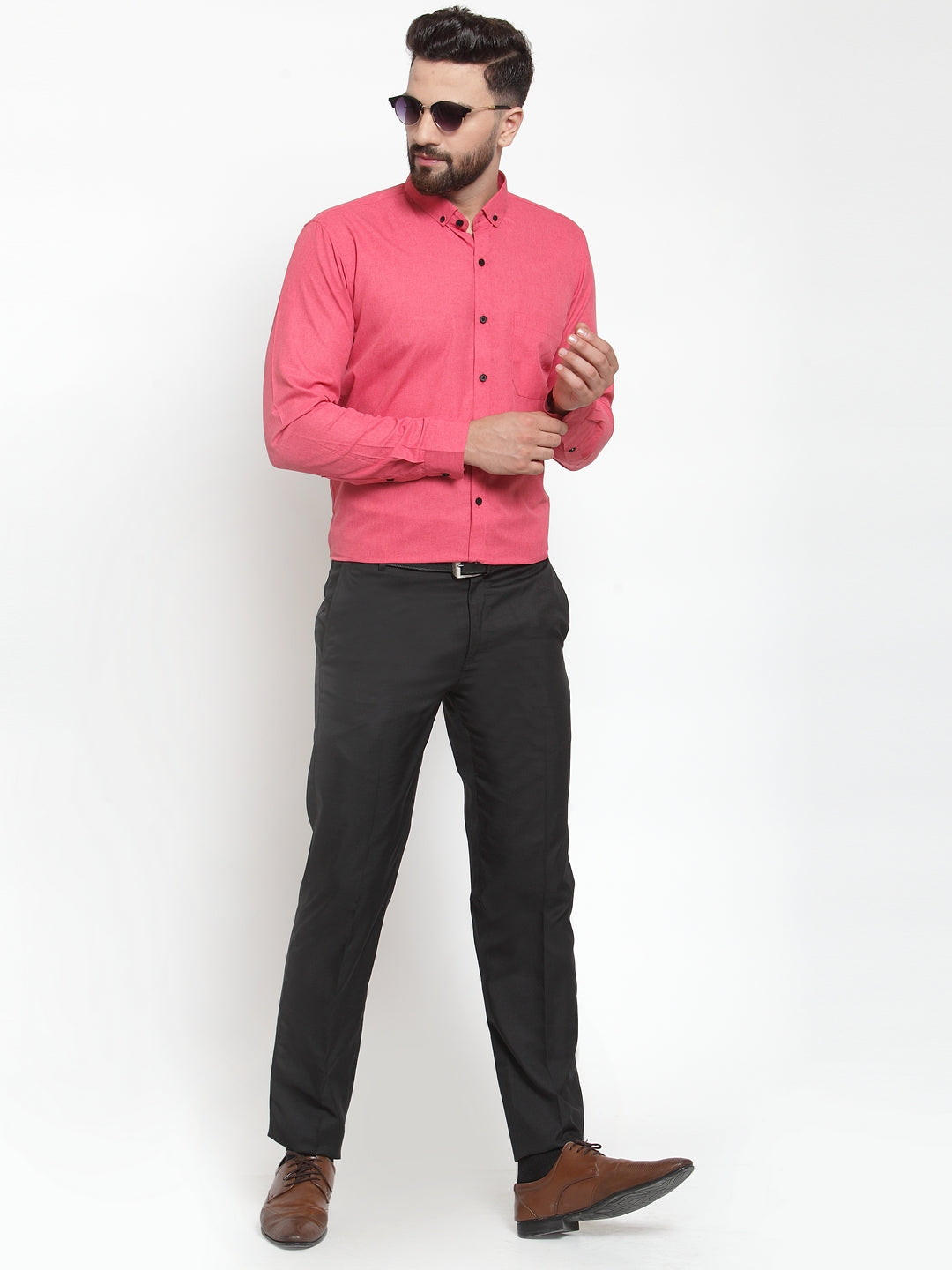Jainish Red Men's Cotton Solid Button Down Formal Shirts ( SF 734Red ) - Distacart