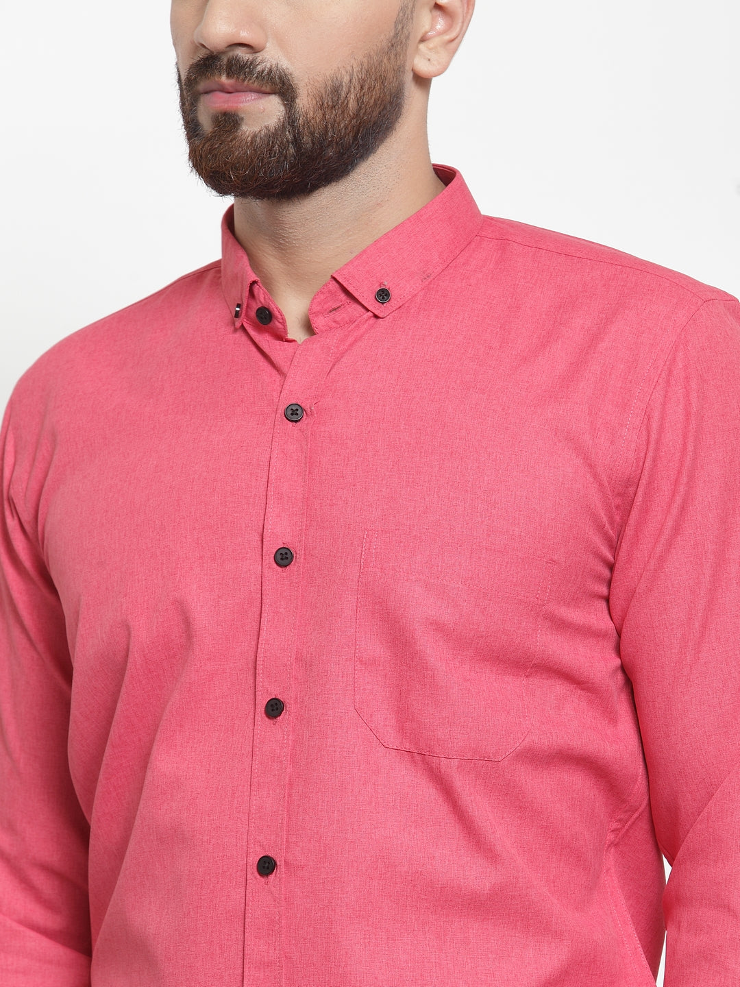 Jainish Red Men's Cotton Solid Button Down Formal Shirts ( SF 734Red ) - Distacart