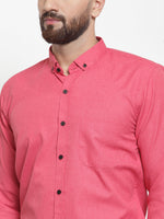 Thumbnail for Jainish Red Men's Cotton Solid Button Down Formal Shirts ( SF 734Red ) - Distacart