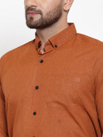 Thumbnail for Jainish Rust Men's Cotton Solid Button Down Formal Shirts ( SF 734Rust ) - Distacart