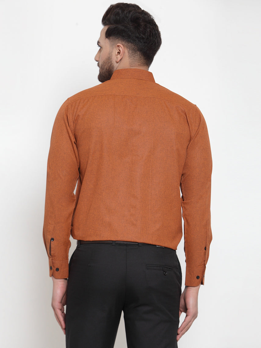 Jainish Rust Men's Cotton Solid Button Down Formal Shirts ( SF 734Rust ) - Distacart