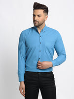 Thumbnail for Jainish Blue Men's Cotton Solid Button Down Formal Shirts ( SF 734Sky ) - Distacart