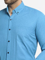 Thumbnail for Jainish Blue Men's Cotton Solid Button Down Formal Shirts ( SF 734Sky ) - Distacart