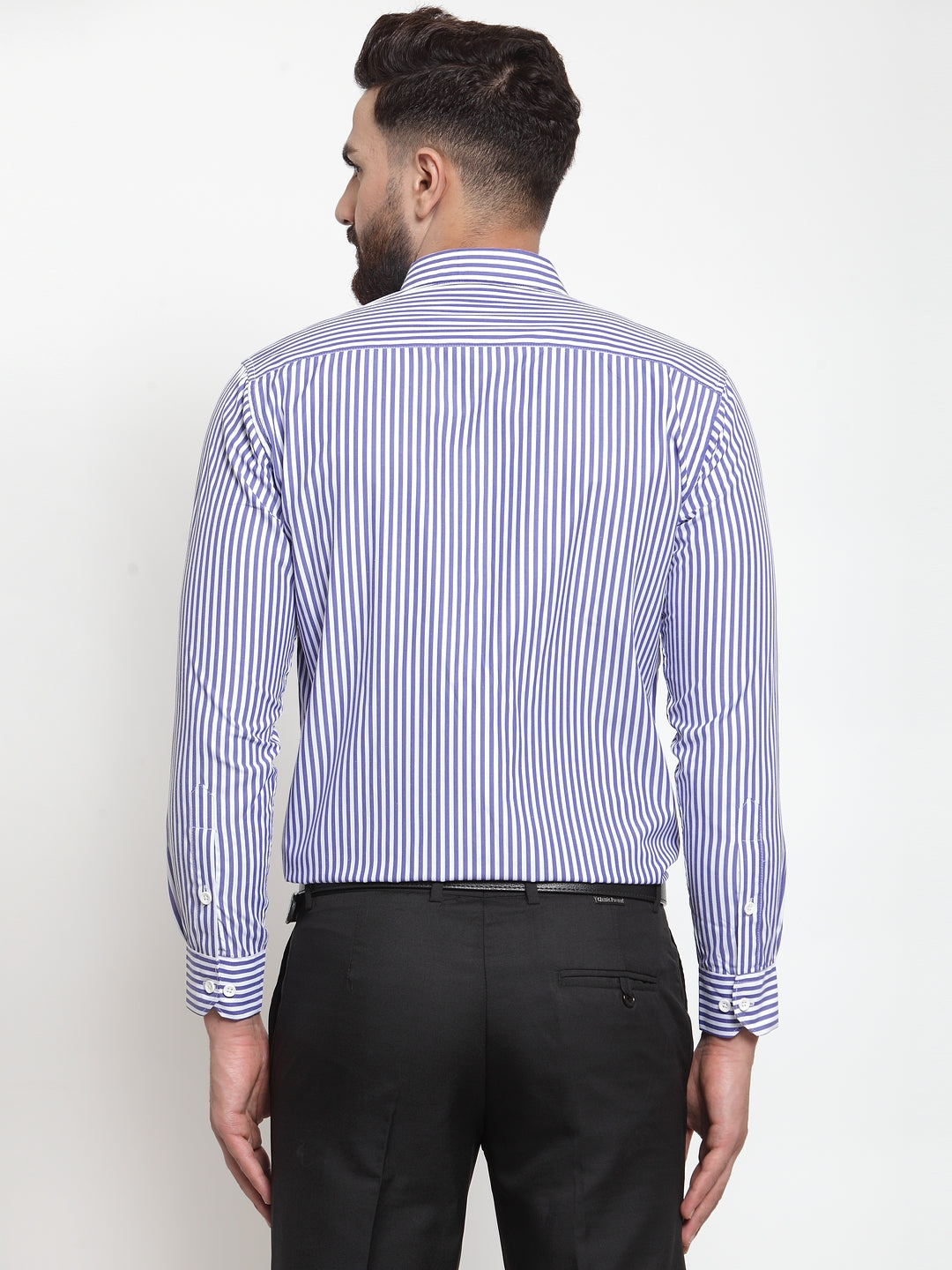 Jainish Blue Men's Cotton Striped Formal Shirts ( SF 735Blue ) - Distacart