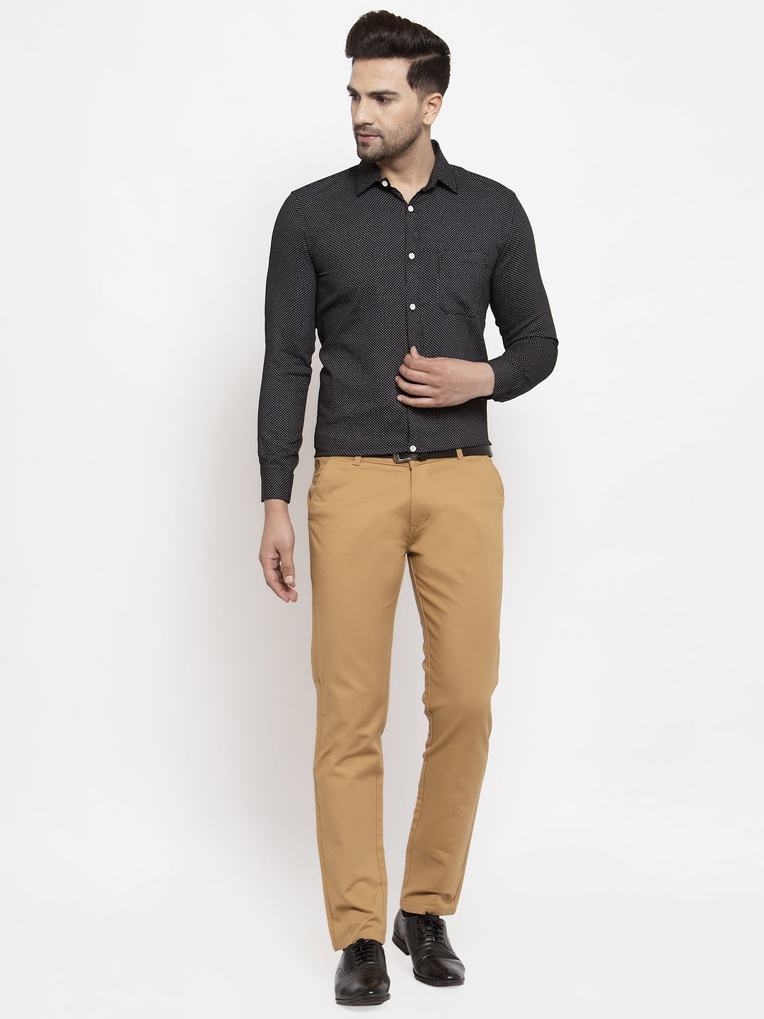 Jainish Black Men's Cotton Polka Dots Formal Shirts ( SF 736Black ) - Distacart