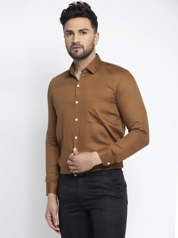 Jainish Brown Men's Cotton Polka Dots Formal Shirts ( SF 736Dark-Brown ) - Distacart