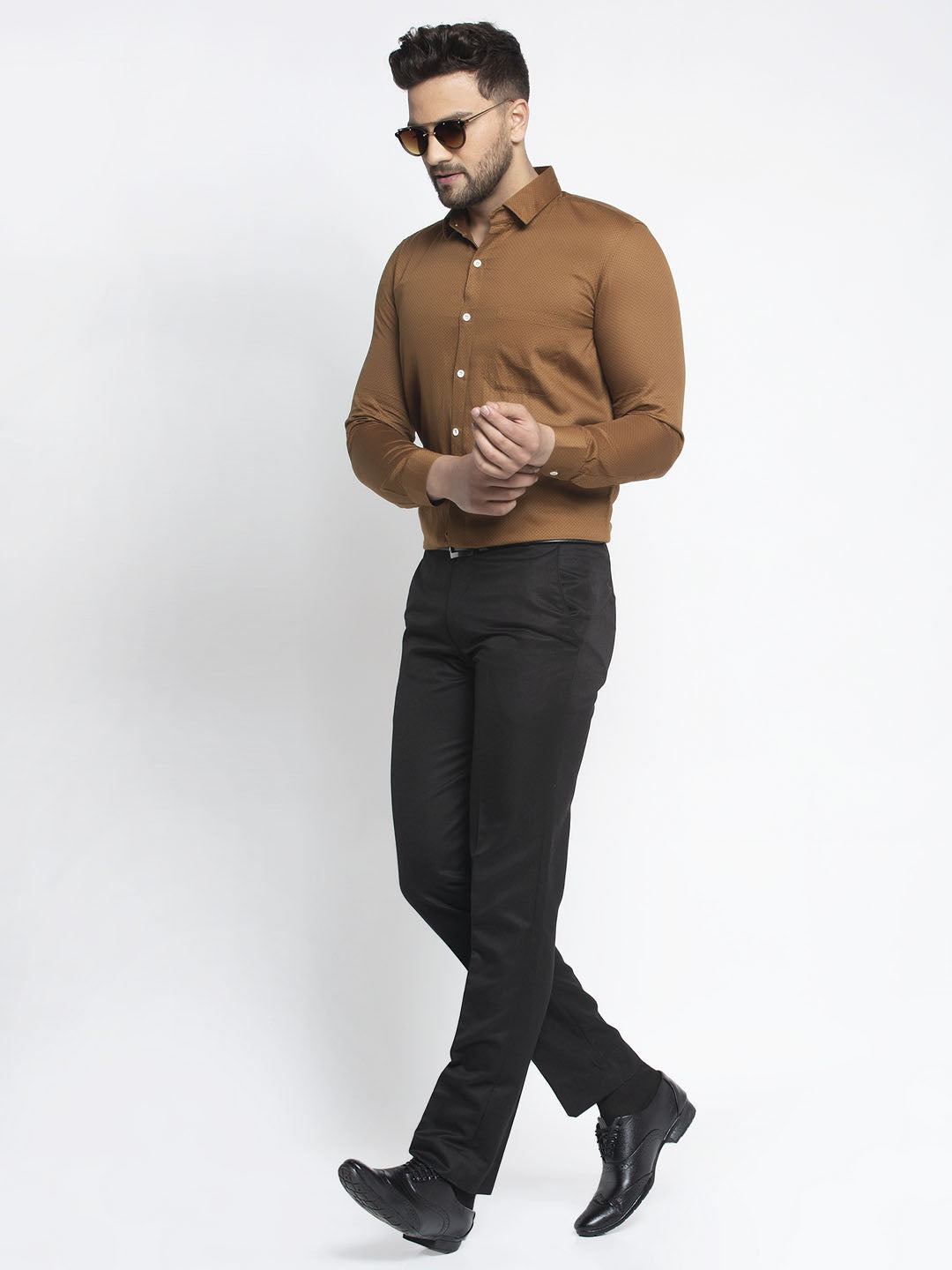Jainish Brown Men's Cotton Polka Dots Formal Shirts ( SF 736Dark-Brown ) - Distacart