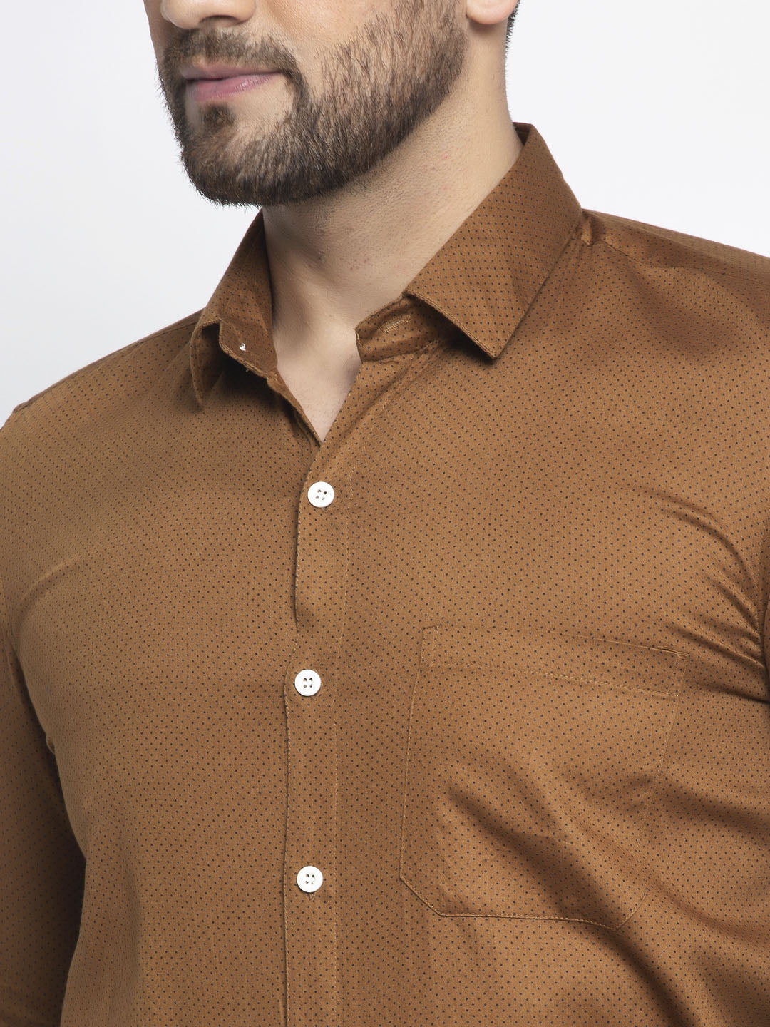 Jainish Brown Men's Cotton Polka Dots Formal Shirts ( SF 736Dark-Brown ) - Distacart