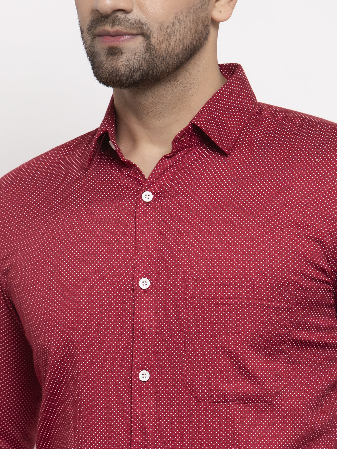 Jainish Maroon Men's Cotton Polka Dots Formal Shirts ( SF 736Maroon ) - Distacart