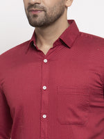 Thumbnail for Jainish Maroon Men's Cotton Polka Dots Formal Shirts ( SF 736Maroon ) - Distacart